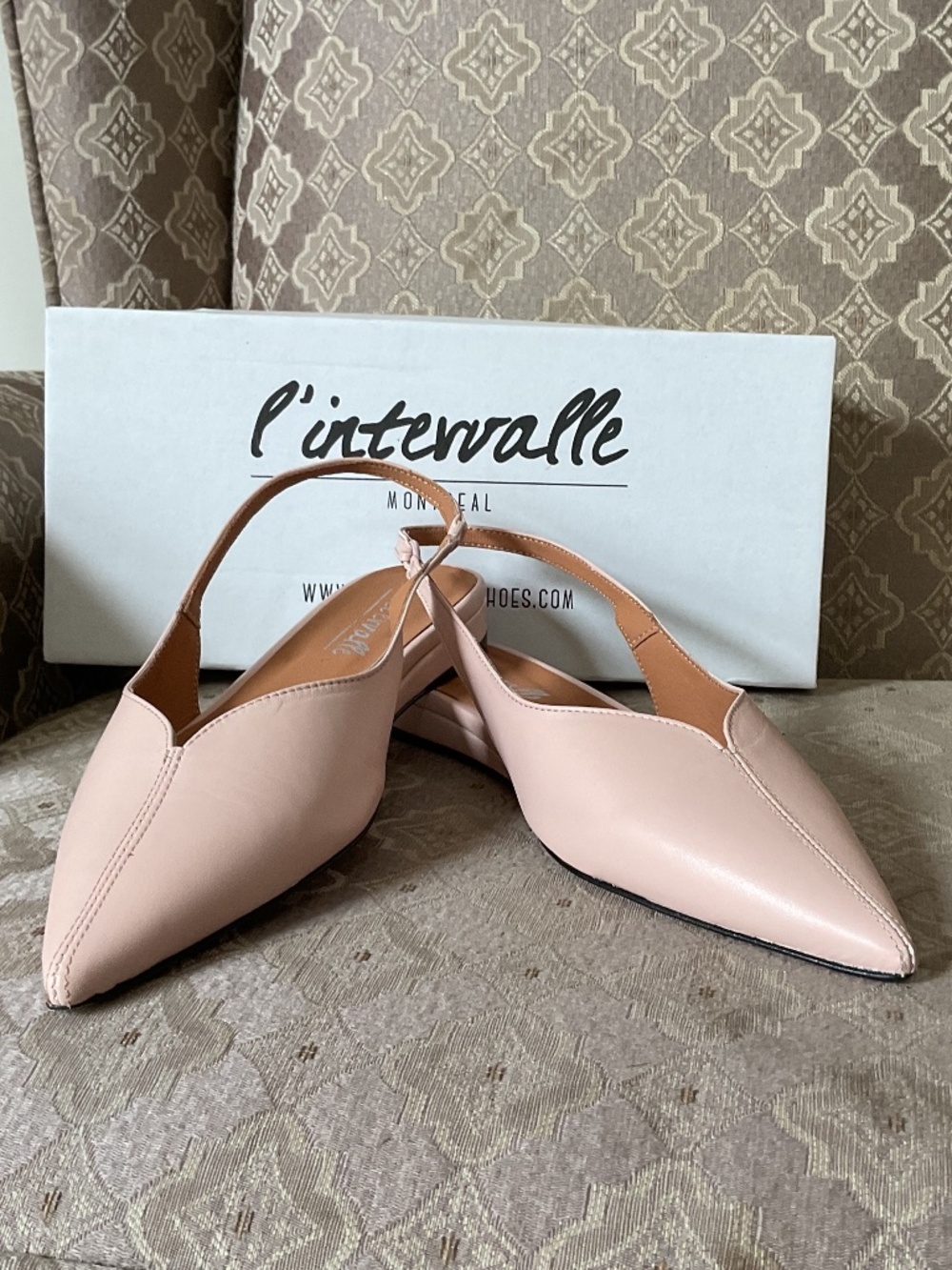 L'Intervalle Jubilant Nude Leather Sling-Back Flats - Picture 2 of 9